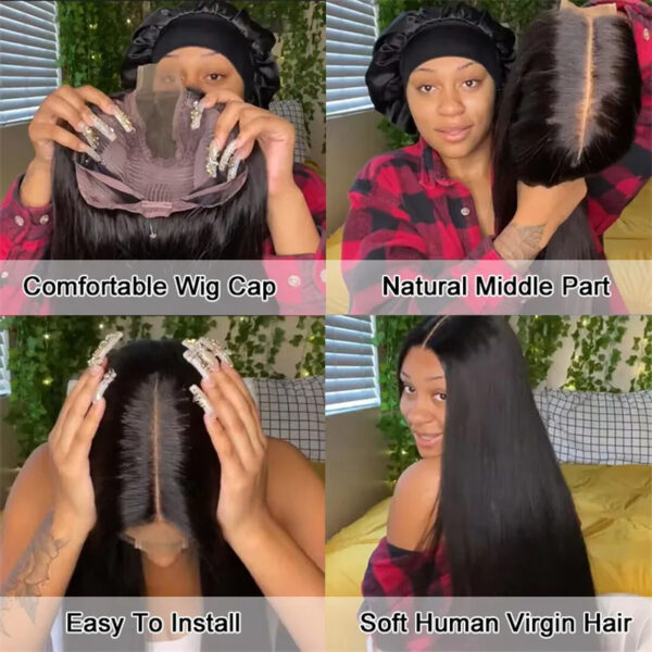 Straight 2x6 Lace Closure Wig Middle Part HD Transparent Lace Closure Affordable Price Human Hair Wigs - Image 4